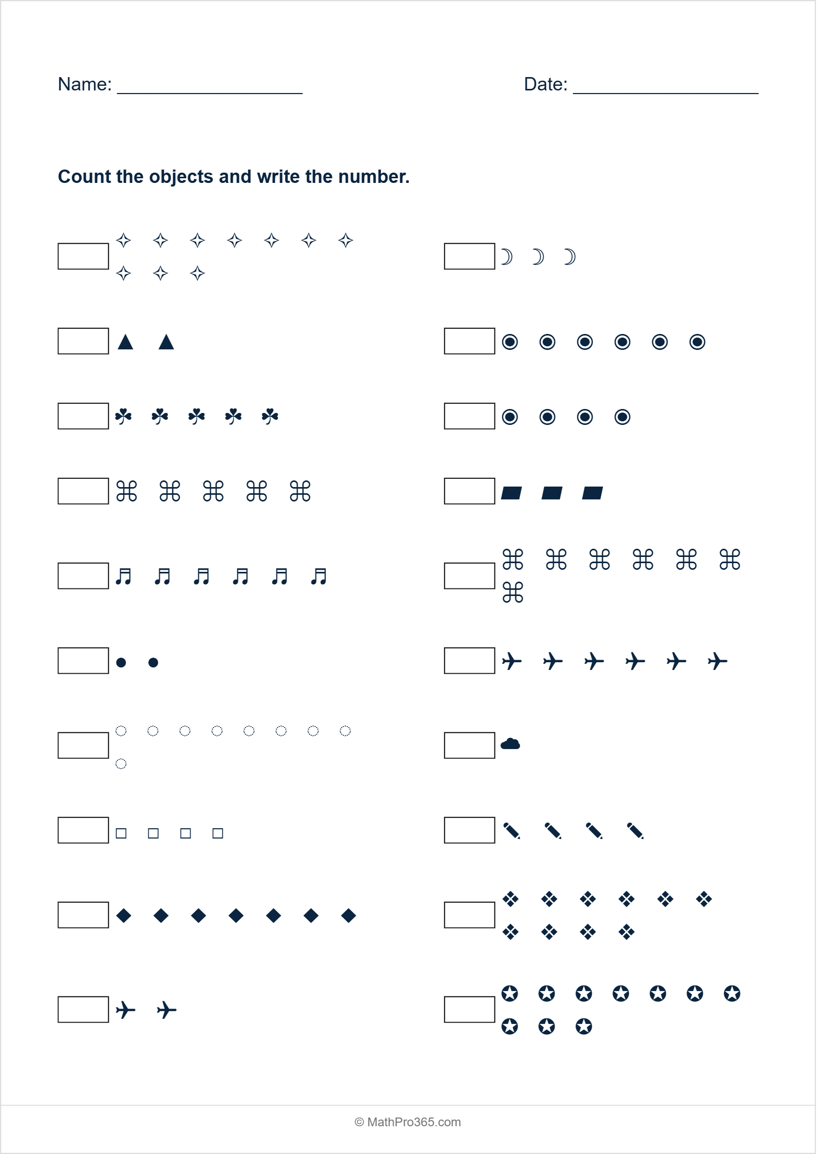 Counting Objects Worksheet Grade 1 Free PDF